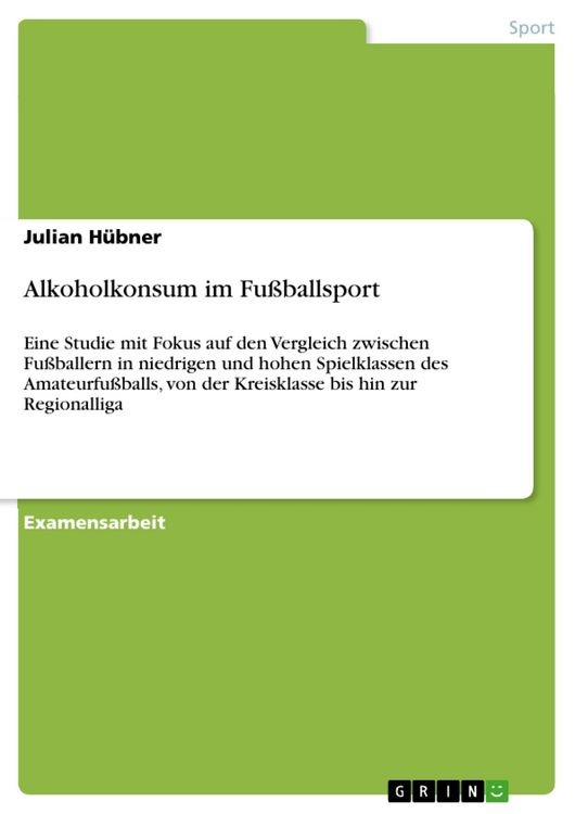 Produktbild: Alkoholkonsum im Fu&szlig;ballsport