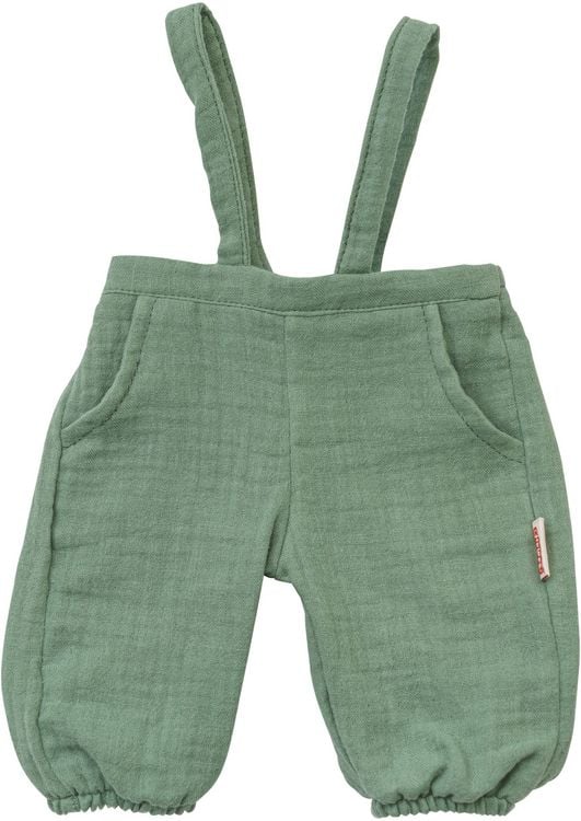 Produktbild: Puppen-Latzhose aus 100 % Bio-Baumwolle, salbeigr&uuml;n, mit wei&szlig;em T-Shirt, 2-teili
