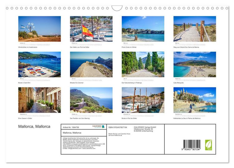 Produktbild: Mallorca, Mallorca (Wandkalender 2026 DIN A3 quer), CALVENDO Monatskalender