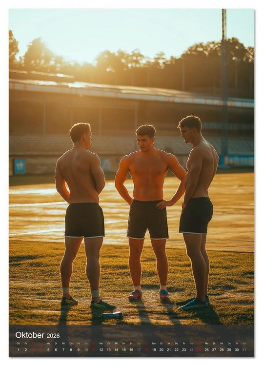 Produktbild: SEXY JUNGS - Nackte Haut beim Fu&szlig;ball (Tischkalender 2026 DIN A5 hoch), CALVENDO Monatskalender