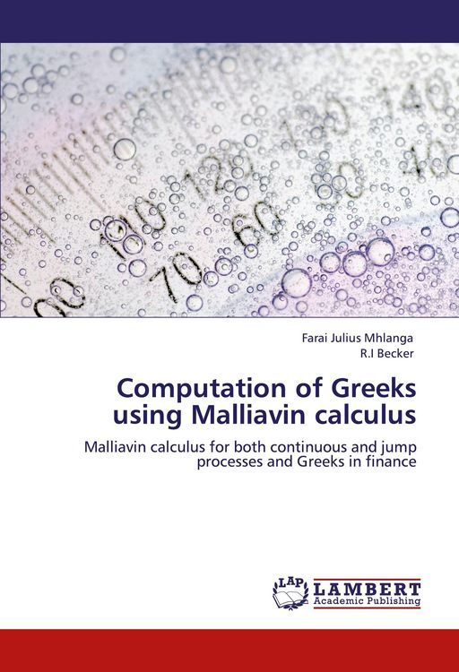 Produktbild: Computation of Greeks using Malliavin calculus
