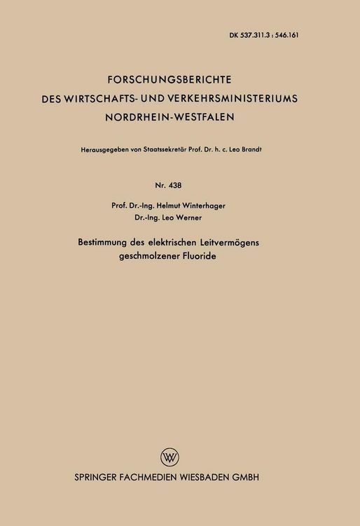 Produktbild: Bestimmung des elektrischen Leitverm&ouml;gens geschmolzener Fluoride