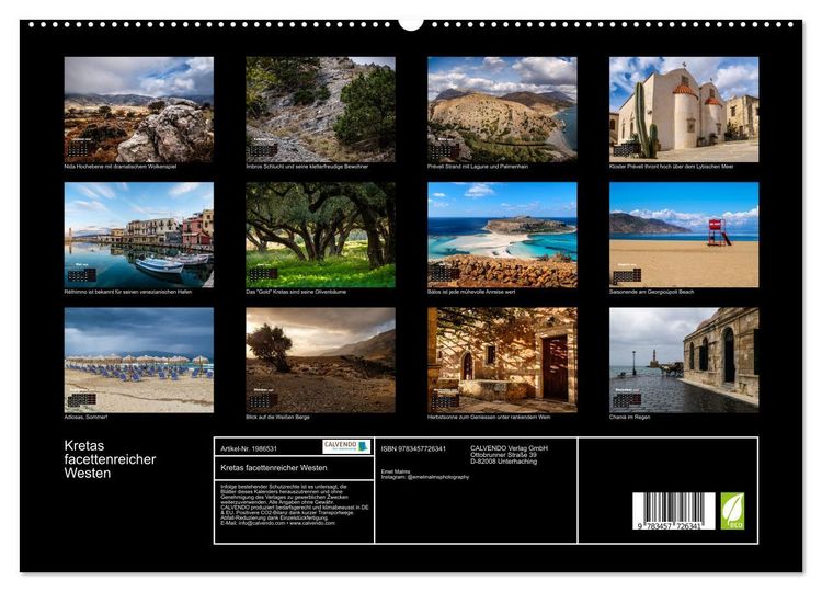 Produktbild: Kretas facettenreicher Westen (hochwertiger Premium Wandkalender 2026 DIN A2 quer), Kunstdruck in Hochglanz