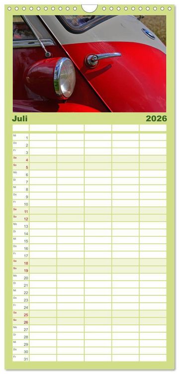 Produktbild: Familienplaner 2026 - BMW Isetta - Die Knutschkugel mit 5 Spalten (Wandkalender, 21 x 45 cm) CALVENDO