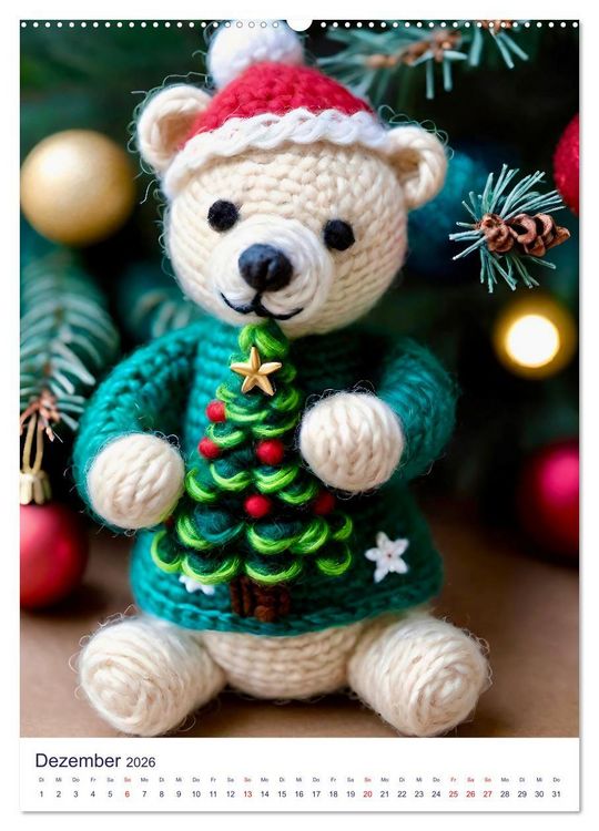 Produktbild: Teddys aus Wolle (Wandkalender 2026 DIN A2 hoch), CALVENDO Monatskalender