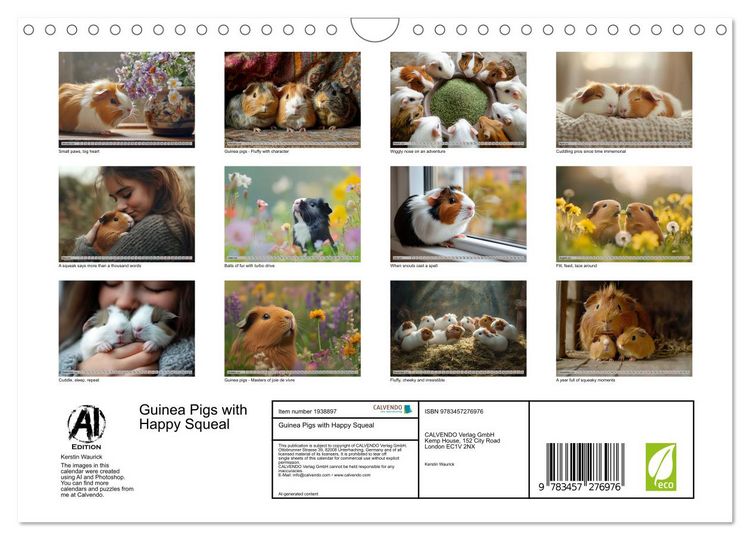 Produktbild: Guinea Pigs with Happy Squeal (Wall Calendar 2026 DIN A4 landscape), CALVENDO 12 Month Wall Calendar