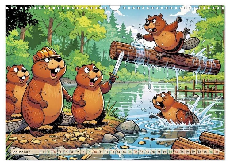 Produktbild: Lustige Biber - Comic (Wandkalender 2027 DIN A3 quer), CALVENDO Monatskalender