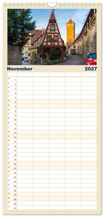 Produktbild: Familienplaner 2027 - Ein Spaziergang durch Rothenburg ob der Tauber mit 5 Spalten (Wandkalender, 21 x 45 cm) CALVENDO