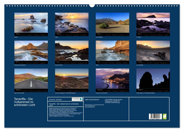 Produktbild: Teneriffa - Die Vulkaninsel im sch&ouml;nsten Licht (Wandkalender 2026 DIN A2 quer), CALVENDO Monatskalender