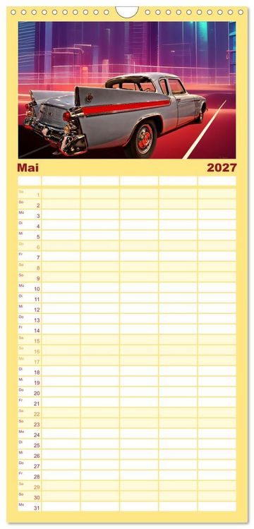 Produktbild: Familienplaner 2027 - US Classic Cars im Jet-Age mit 5 Spalten (Wandkalender, 21 x 45 cm) CALVENDO