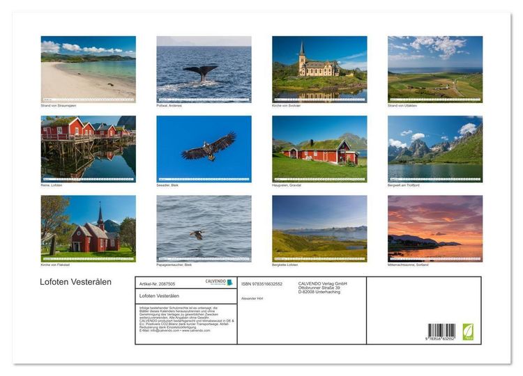 Produktbild: Lofoten Vester&aring;len (Wandkalender 2026 DIN A2 quer), CALVENDO Monatskalender
