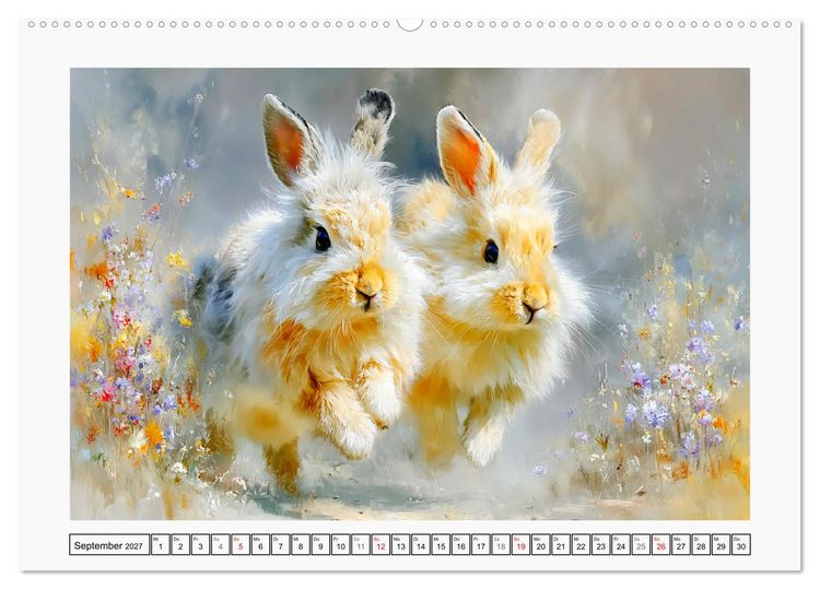 Produktbild: Kaninchen. Flauschige Hoppler im Garten (hochwertiger Premium Wandkalender 2027 DIN A2 quer), Kunstdruck in Hochglanz