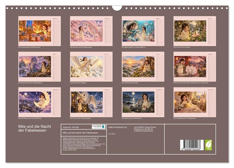 Produktbild: Mila und die Nacht der Fabelwesen (Wandkalender 2027 DIN A3 quer), CALVENDO Monatskalender