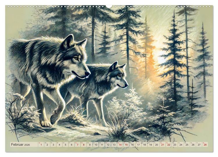 Produktbild: Die Eleganz der W&ouml;lfe - Mythische Begegnungen in der Natur (Wandkalender 2026 DIN A2 quer), CALVENDO Monatskalender