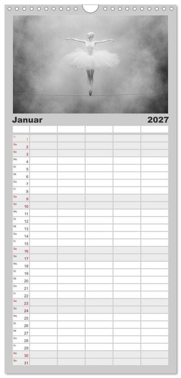 Produktbild: Familienplaner 2027 - Im Pas de Deux mit der Stille mit 5 Spalten (Wandkalender, 21 x 45 cm) CALVENDO