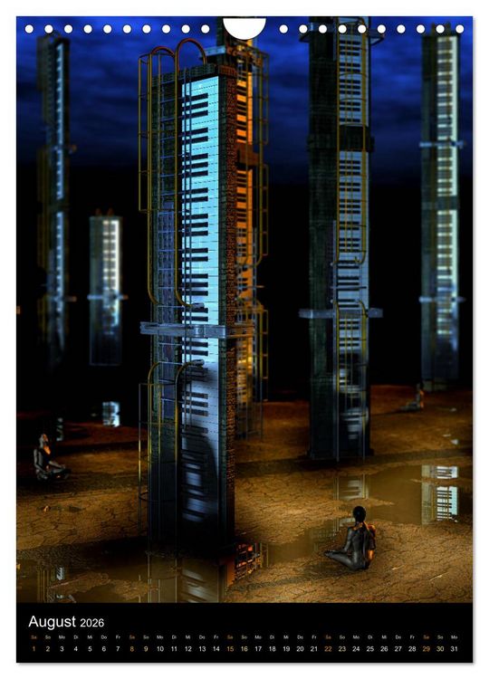 Produktbild: VIRTUAL MUSIC - Musikinstrumente in Hyperrealistischen Illustrationen (Wandkalender 2026 DIN A4 hoch), CALVENDO Monatskalender