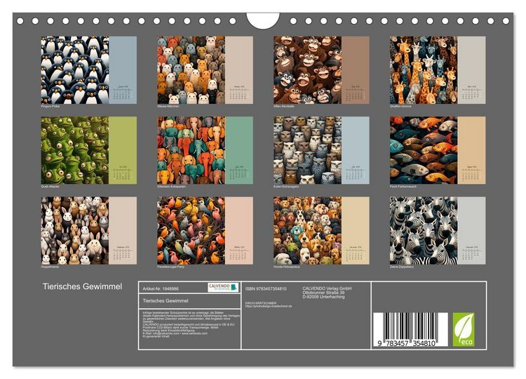 Produktbild: Tierisches Gewimmel (Wandkalender 2026 DIN A4 quer), CALVENDO Monatskalender