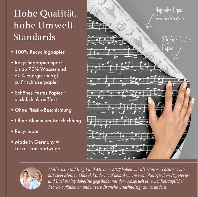 Produktbild: Geschenkpapier-Set: Musik, Instrumente, Noten