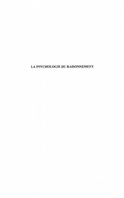 Produktbild: La psychologie du raisonnement