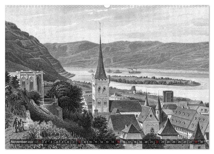 Produktbild: Der Rhein in alten Stichen (hochwertiger Premium Wandkalender 2026 DIN A2 quer), Kunstdruck in Hochglanz