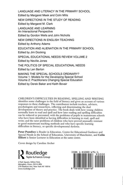 Produktbild: Children's Difficulties In Reading, Spelling and Writing