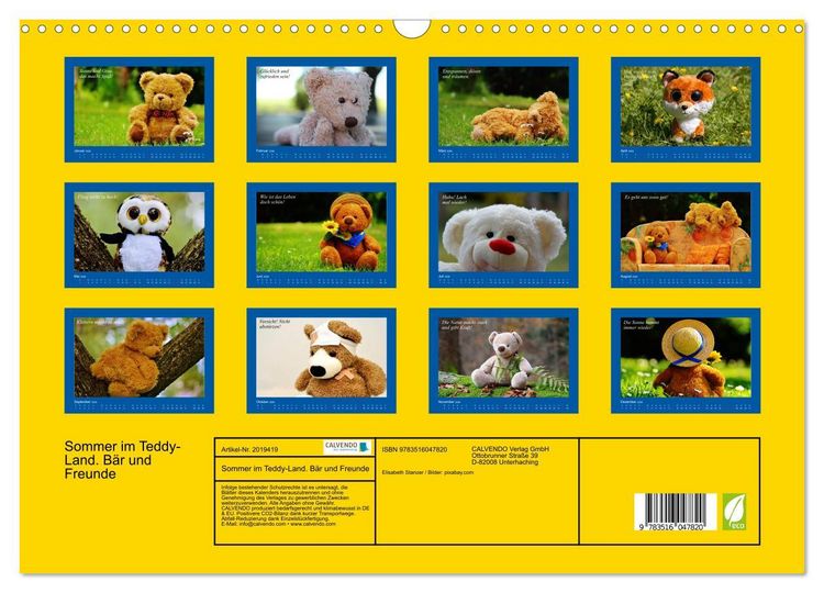 Produktbild: Sommer im Teddy-Land. B&auml;r und Freunde (Wandkalender 2026 DIN A3 quer), CALVENDO Monatskalender
