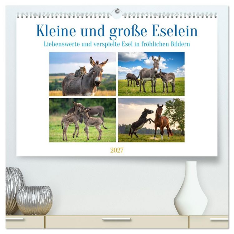 Produktbild: Kleine und gro&szlig;e Eselein (hochwertiger Premium Wandkalender 2027 DIN A2 quer), Kunstdruck in Hochglanz