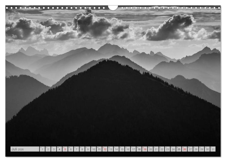 Produktbild: Bergpixels Schwarz-Wei&szlig;e Gebirgstr&auml;ume (Wandkalender 2026 DIN A3 quer), CALVENDO Monatskalender
