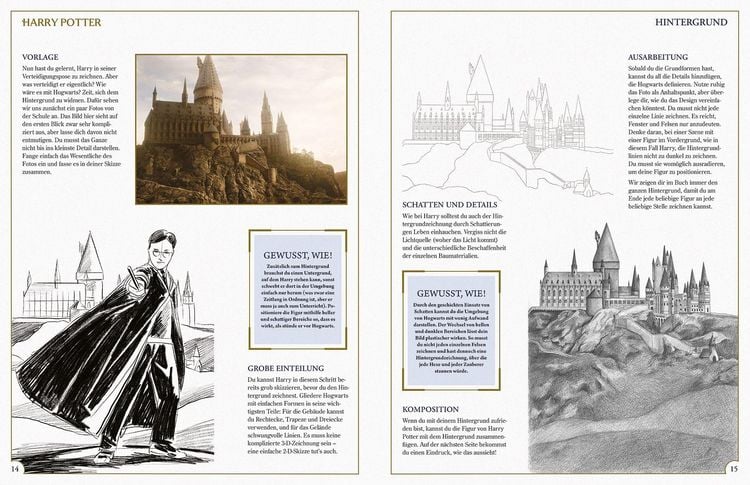 Produktbild: Aus den Filmen zu Harry Potter: Zeichenschule - Zeichne die Zauberwelt Schritt f&uuml;r Schritt