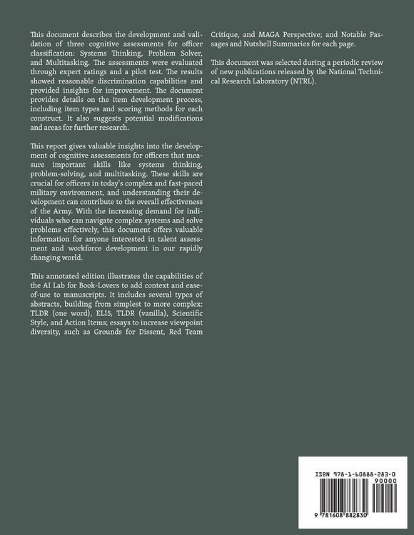 Produktbild: Development of Three Cognitive Assessments for Officer Classification