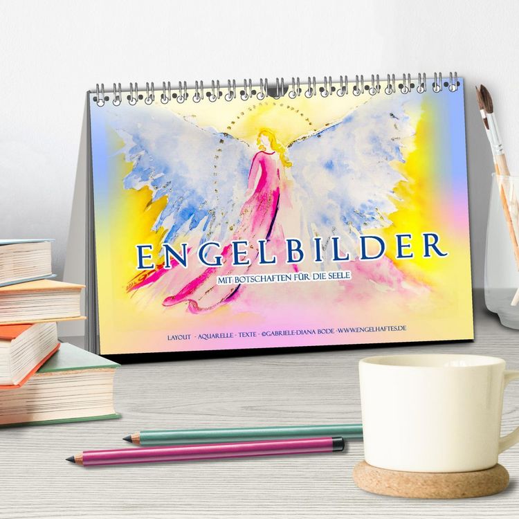 Produktbild: Engelbilder mit Botschaften f&uuml;r die Seele (Tischkalender 2026 DIN A5 quer), CALVENDO Monatskalender