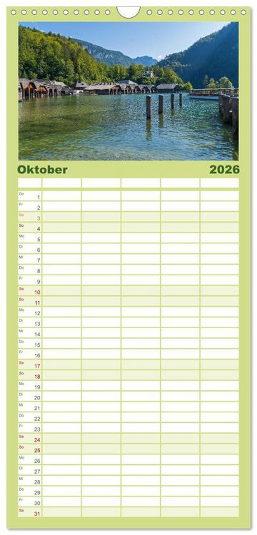 Produktbild: Familienplaner 2026 - Malerische Seen in Bayern mit 5 Spalten (Wandkalender, 21 x 45 cm) CALVENDO