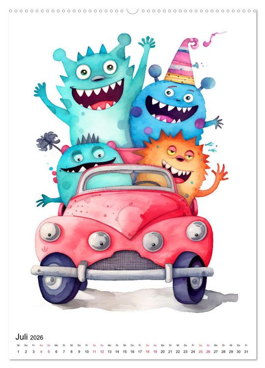 Produktbild: Lustige Monster - Eine bezaubernde Sammlung s&uuml;sser Ungeheuer (Wandkalender 2026 DIN A2 hoch), CALVENDO Monatskalender
