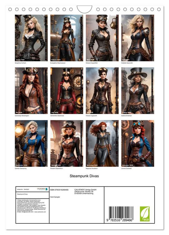 Produktbild: Steampunk Divas (Wandkalender 2026 DIN A4 hoch), CALVENDO Monatskalender