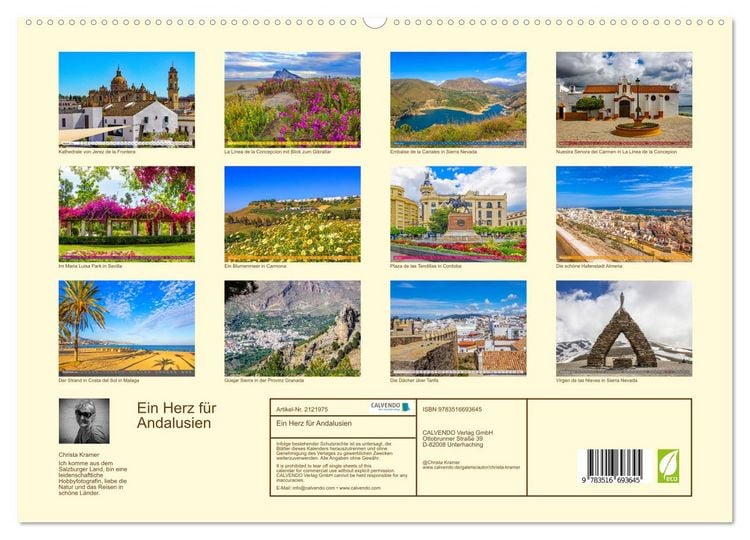 Produktbild: Ein Herz f&uuml;r Andalusien (hochwertiger Premium Wandkalender 2026 DIN A2 quer), Kunstdruck in Hochglanz
