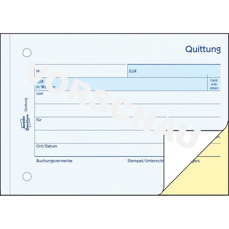 Produktbild: AVERY Zweckform Quittung Kleinunternehmer selbstdurchschreibend DIN A6 quer 2x40