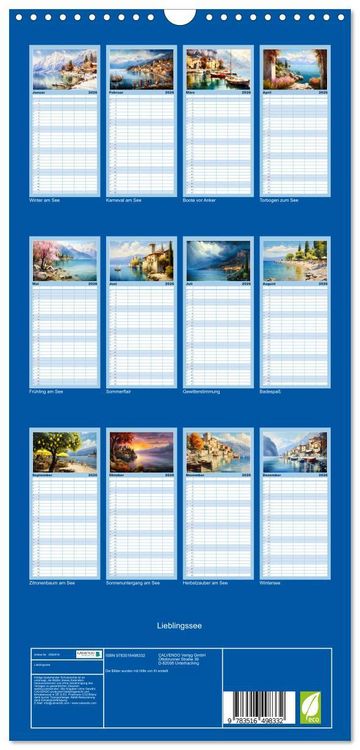 Produktbild: Familienplaner 2026 - Lieblingssee mit 5 Spalten (Wandkalender, 21 x 45 cm) CALVENDO