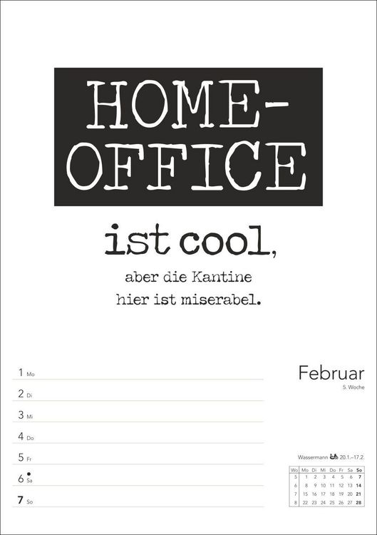 Produktbild: Typo-Spr&uuml;che-Kalender s/w Wochenplaner 2027 - mit 53 witzigen Spr&uuml;chen