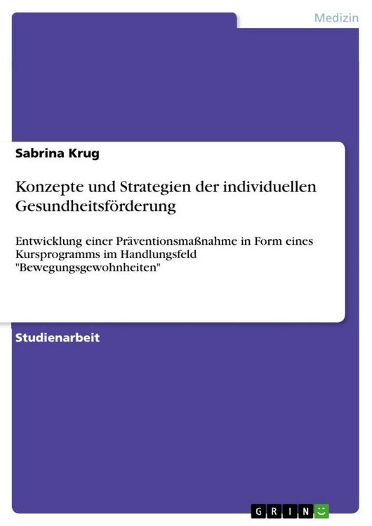 Produktbild: Konzepte und Strategien der individuellen Gesundheitsf&ouml;rderung