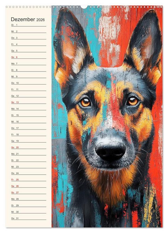 Produktbild: Hundegesichter. Kunstvolle Hundeportraits im modernen Painting-Stil (hochwertiger Premium Wandkalender 2026 DIN A2 hoch), Kunstdruck in Hochglanz