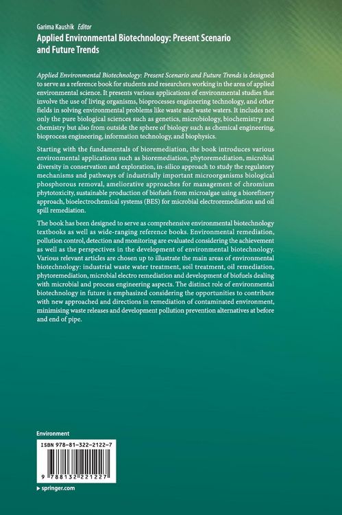 Produktbild: Applied Environmental Biotechnology: Present Scenario and Future Trends