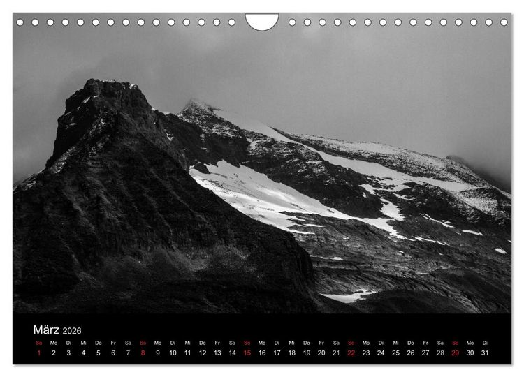 Produktbild: BERGE IN SCHWARZ WEISS (Wandkalender 2026 DIN A4 quer), CALVENDO Monatskalender