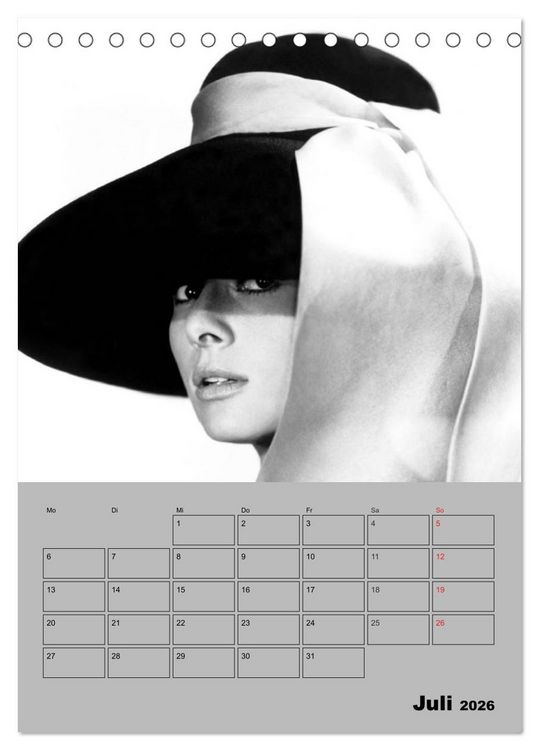 Produktbild: Hollywood-Diva. Audrey Hepburn (Tischkalender 2026 DIN A5 hoch), CALVENDO Monatskalender