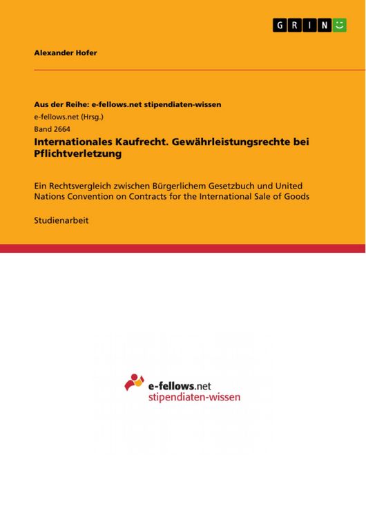 Produktbild: Internationales Kaufrecht. Gew&auml;hrleistungsrechte bei Pflichtverletzung