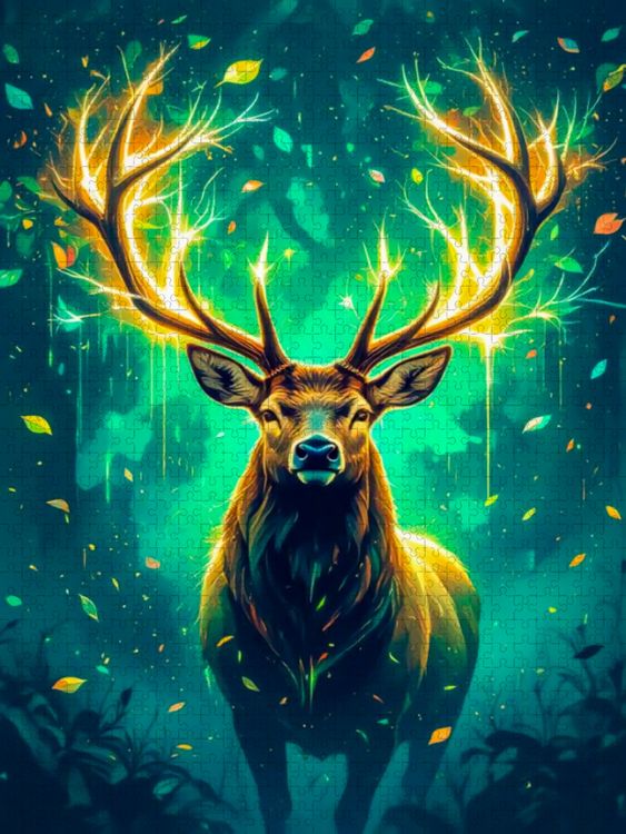 Produktbild: CALVENDO Puzzle Magischer Hirsch im Lichtschein | 1000 Teile Lege-Gr&ouml;&szlig;e 64x48cm Foto-Puzzle f&uuml;r gl&uuml;ckliche Stunden