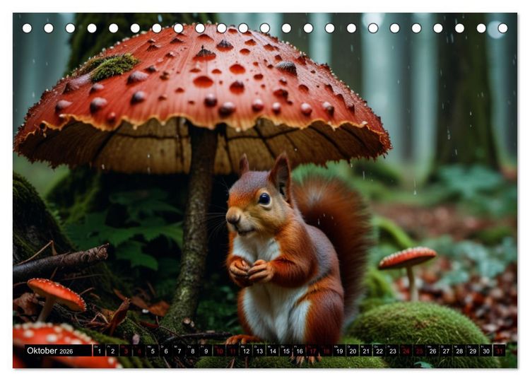 Produktbild: Rote Eichh&ouml;rnchen - zauberhaft anders mit KI (Tischkalender 2026 DIN A5 quer), CALVENDO Monatskalender