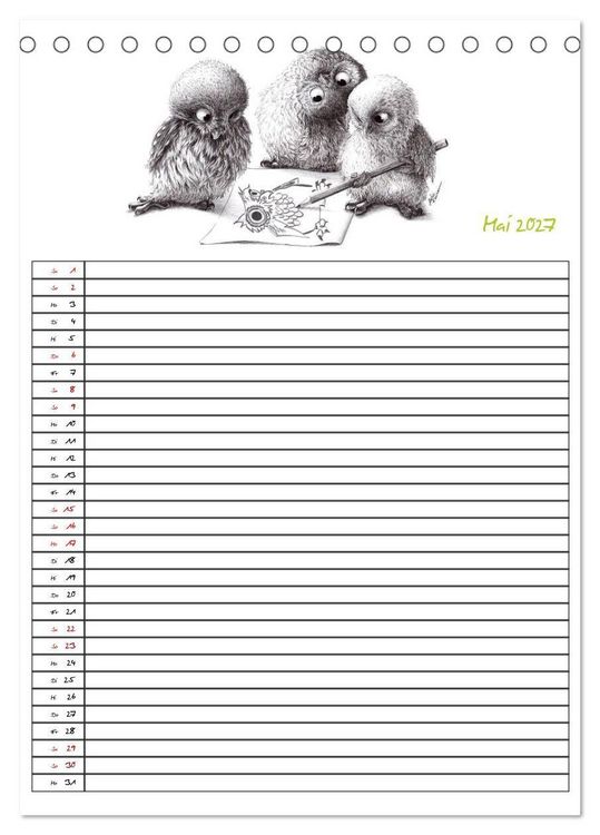 Produktbild: Tieronisch Eulen (Tischkalender 2027 DIN A5 hoch), CALVENDO Monatskalender