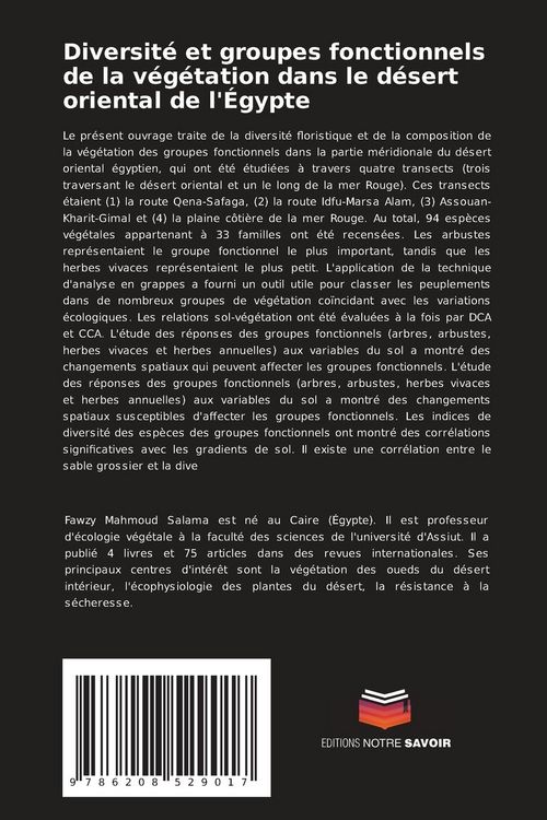 Produktbild: Diversit&eacute; et groupes fonctionnels de la v&eacute;g&eacute;tation dans le d&eacute;sert oriental de l'&Eacute;gypte