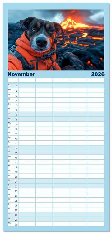 Produktbild: Familienplaner 2026 - HUNDE-SELFIES Tierischer Outdoorspa&szlig; mit 5 Spalten (Wandkalender, 21 x 45 cm) CALVENDO