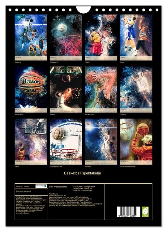 Produktbild: Basketball spektakul&auml;r (Wandkalender 2026 DIN A4 hoch), CALVENDO Monatskalender